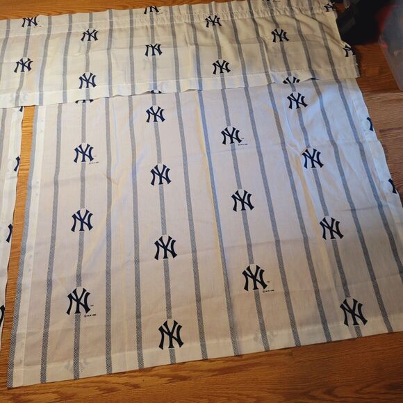 NEW YORK YANKEES Curtain Set 4 Panels 2 Valance VTG 1996 Decorative MLB RARE - Picture 4 of 16